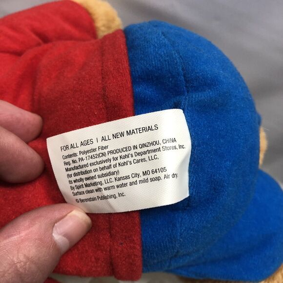 Kohl's Cares Berenstain Bears Brother Bear Plush 12" Red Shirt Blue Pants - Picture 10 of 10